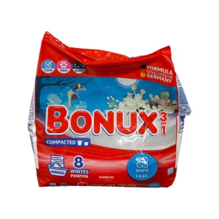 Detergent Manual Bonux 3 in 1 pentru Rufe Albe White Liliac, 7 Spalari, 400 g
