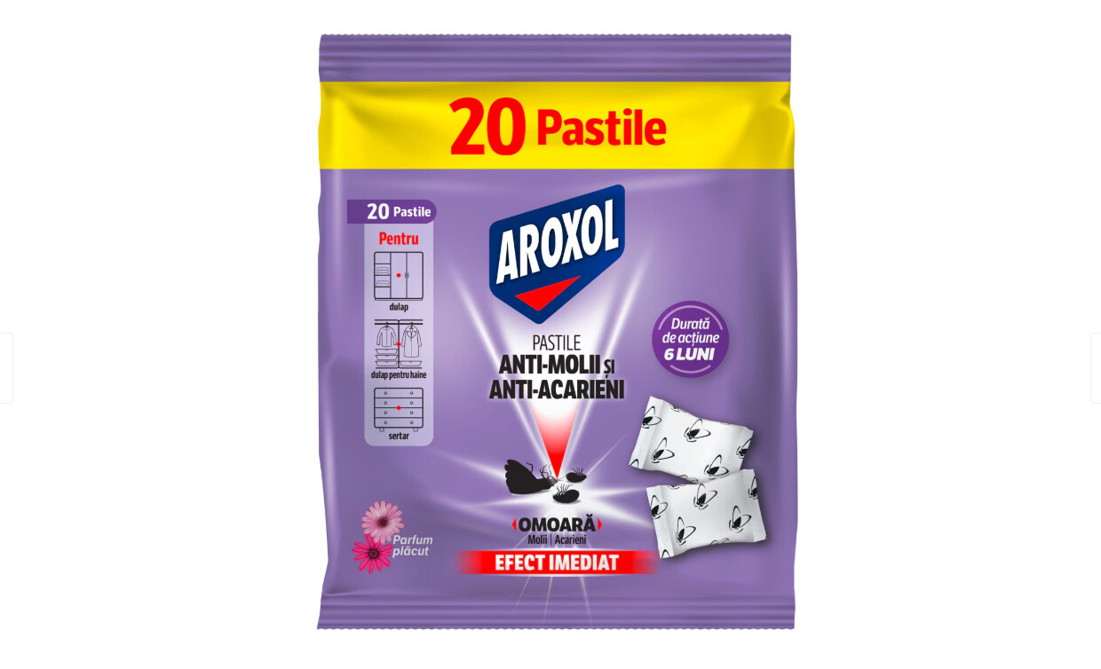 Pastile Antimolii si Antiacarieni Aroxol 20 buc