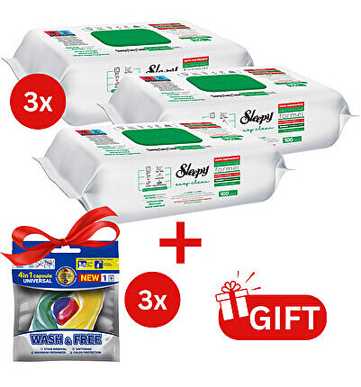 PACHET PROMO: 3× Șervețele White Soap Additive 100 buc + 3× Capsule rufe Wash & Free 4in1