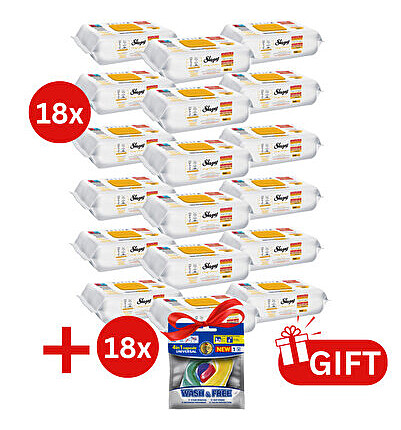 PACHET PROMO: 18× Șervețele Herbal Soap Additive 100 buc + 18× Capsule rufe Wash & Free 4in1