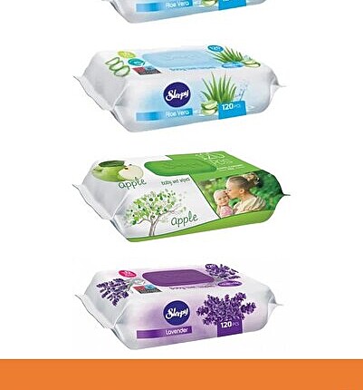 Set of 4 Sleepy Baby Wipes: Aloe Vera, Apple, Lavender