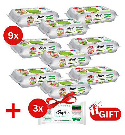 PACHET PROMO: 9× Șervețele Easy Clean bergamotă 50 buc + 3× Șervețele White Soap 30 buc