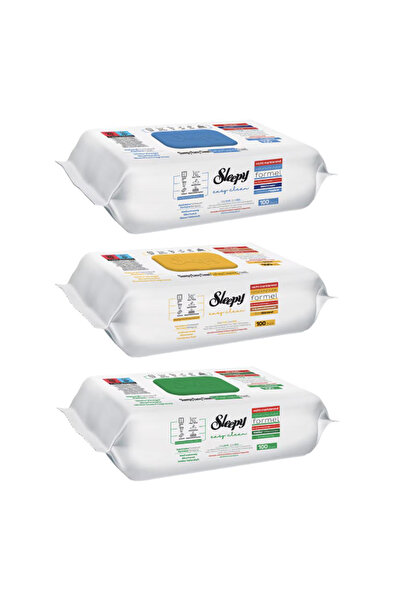 1_org_zoom-275.jpg Set of 3 x 100 Wet Wipes with Bicarbonate, Easy Clean Multisurface - imagine 1