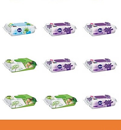 Set of 12 Sleepy Baby Wipes: Aloe Vera, Apple, Lavender, Chamomile