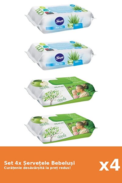 1_org_zoom-293.jpg Set of 4 Sleepy Baby Wipes: Aloe Vera, Apple - imagine 1