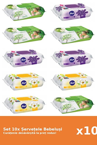 1_org_zoom-298.jpg Set of 10 Sleepy Baby Wipes: Chamomile, Apple, Lavender - imagine 1