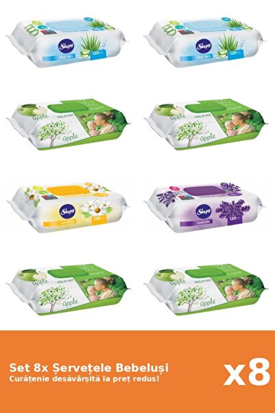 1_org_zoom-304.jpg Set of 8 Sleepy Baby Wipes: Aloe Vera, Apple, Lavender, Chamomile - imagine 1