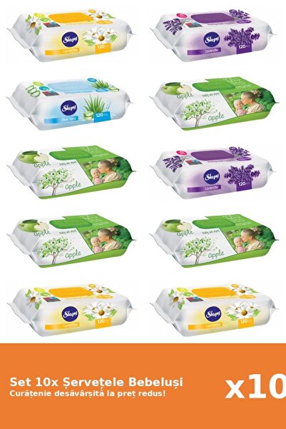 1_org_zoom-305.jpg Set of 10 Sleepy Baby Wipes: Aloe Vera, Apple, Lavender, Chamomile - imagine 1
