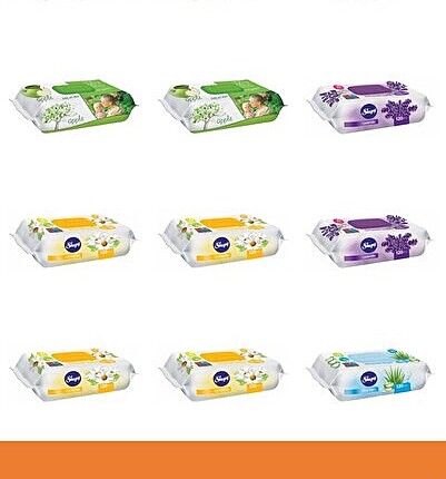 Set of 12 Sleepy Baby Wipes: Aloe Vera, Apple, Lavender, Chamomile