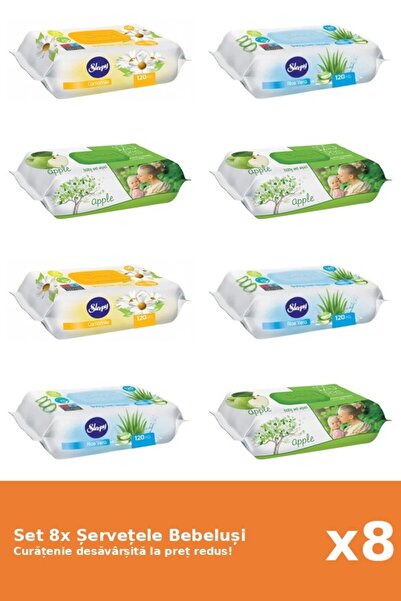 1_org_zoom-315.jpg Set of 8 Sleepy Baby Wipes: Aloe Vera, Apple, Chamomile - imagine 1