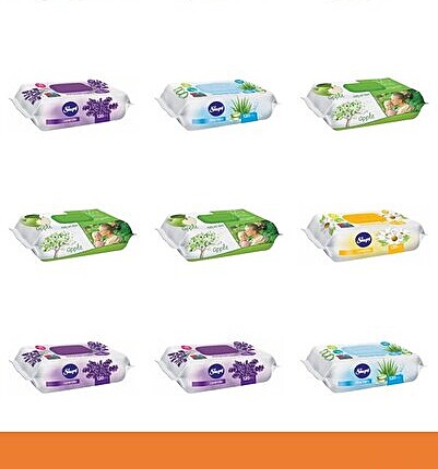 Set of 12 Sleepy Baby Wipes: Aloe Vera, Apple, Lavender, Chamomile