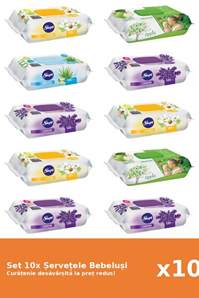 1_org_zoom-335.jpg Set of 10 Sleepy Baby Wipes: Aloe Vera, Apple, Lavender, Chamomile - imagine 1