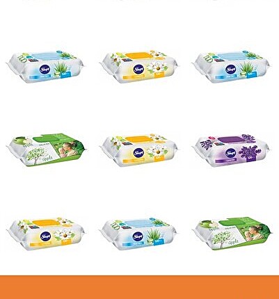 Set of 12 Sleepy Baby Wipes: Aloe Vera, Apple, Lavender, Chamomile