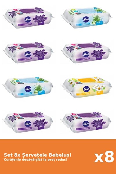 1_org_zoom-348.jpg Set of 8 Sleepy Baby Wipes: Aloe Vera, Lavender, Chamomile - imagine 1