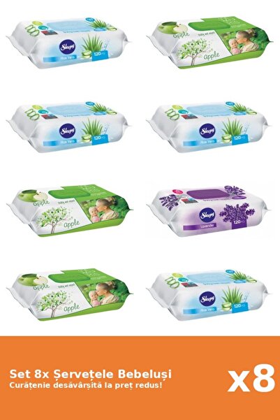 1_org_zoom-353.jpg Set of 8 Sleepy Baby Wipes: Aloe Vera, Apple, Lavender - imagine 1