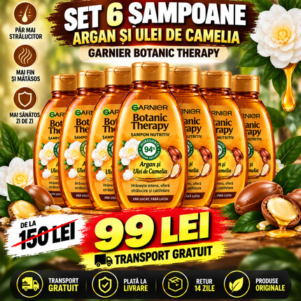Set 6 Șampoane Garnier Botanic Therapy Argan & Ulei de Camelia
